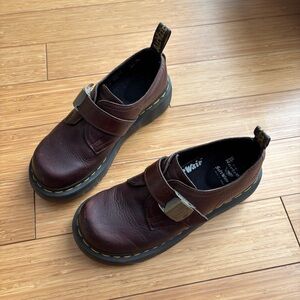 Dr. Martens brown leather platform oxfords